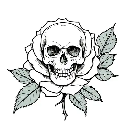 rose with a skull inside it, gothic inspired tattoo tattoo design idea