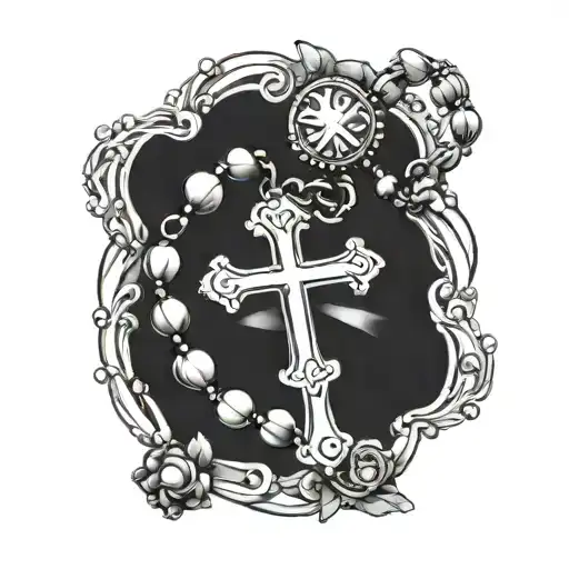 rosary with cross  tattoo design idea