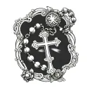 rosary with cross  tattoo design idea