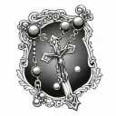 rosary with cross  tattoo design idea