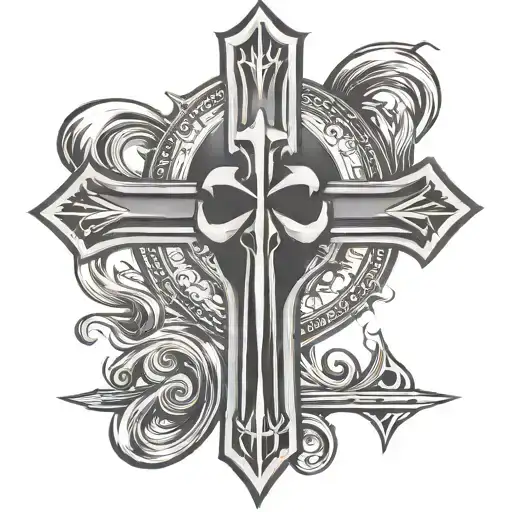 cross born sinner tattoo design idea