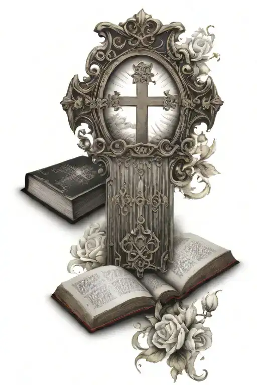 bible verse and heaven gates tattoo design idea