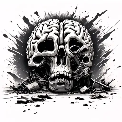 brain injury car crash tattoo design idea