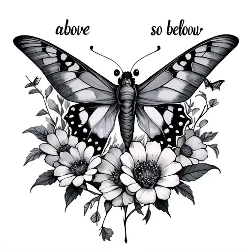 song lyrics "as above so below" maybe flowers and moths  tattoo design idea