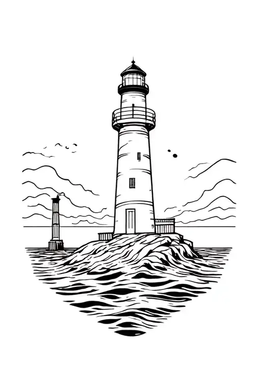 Lighthouse ocean tattoo design idea