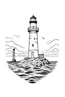 Lighthouse ocean tattoo design idea