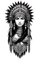 Aztec female warrior woman tattoo design idea