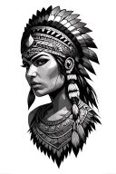 Aztec female warrior woman tattoo design idea