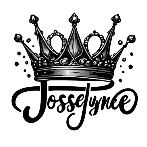 just the name Josselyne on cursive whit  small crown on the j tattoo design idea