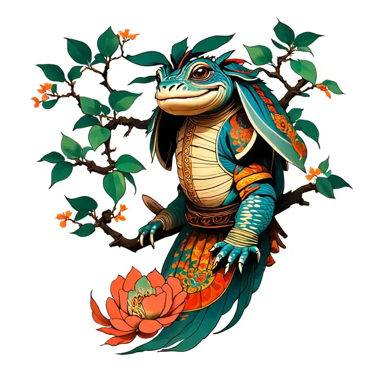 master oogway peach tree tattoo design idea
