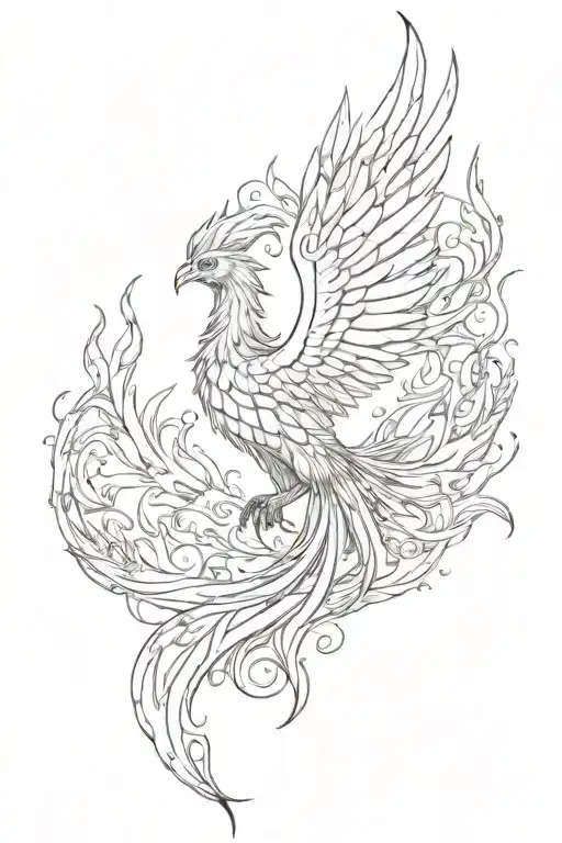 phoenix rising from ashes tattoo design idea
