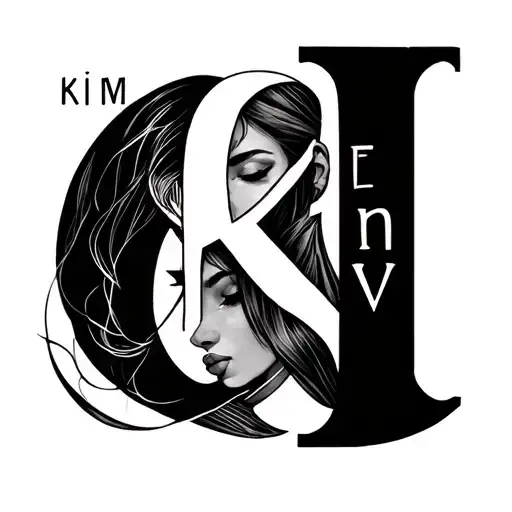 “I would like the names Kim and Kevin intertwined, like a kind of crossword where the names connect through the letter I tattoo design idea