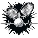 Tennis racket and ball smashing with heart beat at the bottom tattoo design idea