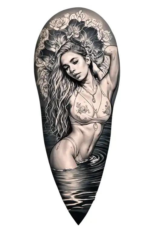 Mac miller divine feminine, swimming leg  tattoo tattoo design idea