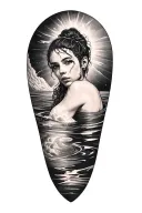 Mac miller divine feminine, swimming leg  tattoo tattoo design idea
