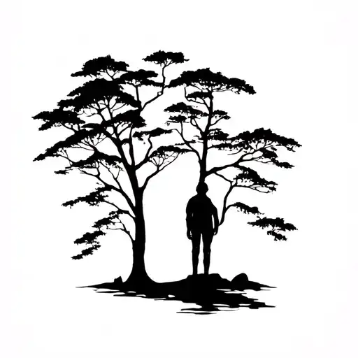 Hermite standing in nature tattoo design idea