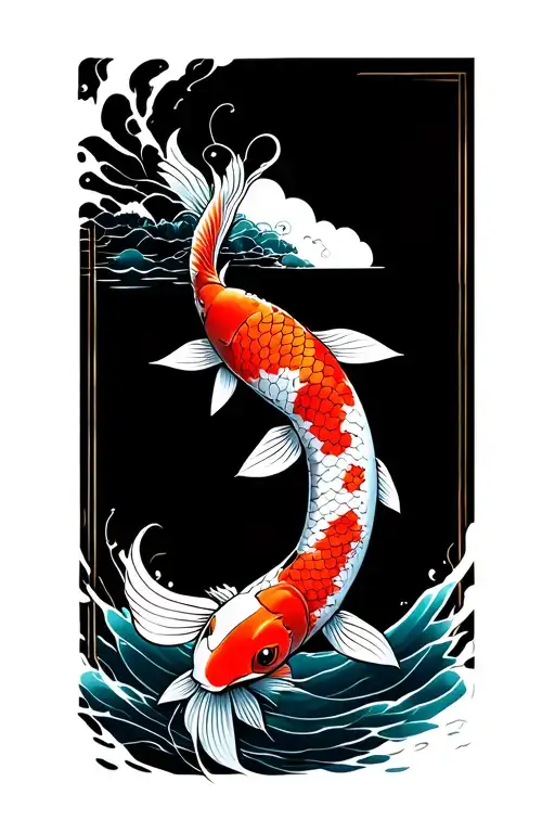 traditional japanese koi tattoo but with the pokemon magikarp tattoo design idea