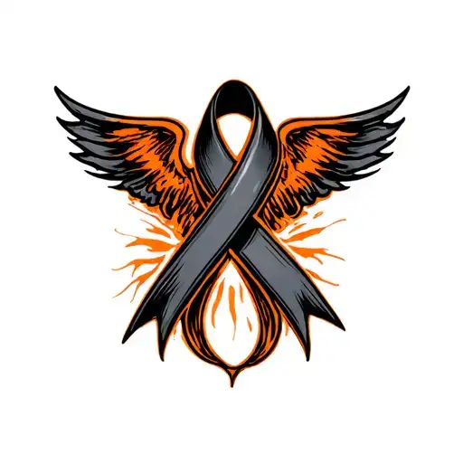 orange cancer ribbon together symbolizing resiliance  tattoo design idea