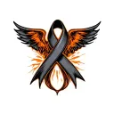 orange cancer ribbon together symbolizing resiliance  tattoo design idea