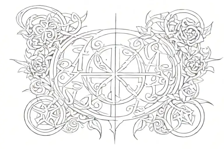 In roman numeral i was july 4 2015 as the backgroundand in the center in red cursive miguel Jr tattoo design idea