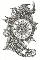sagittarius and clock embedded tattoo design idea