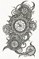 sagittarius and clock embedded tattoo design idea
