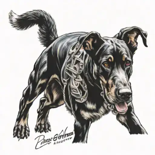 dad passed away he liked Dallas cowboys he lived in Dallas Texas like jewelry had Dobermans pinchers drive a gmc sierra tattoo design idea