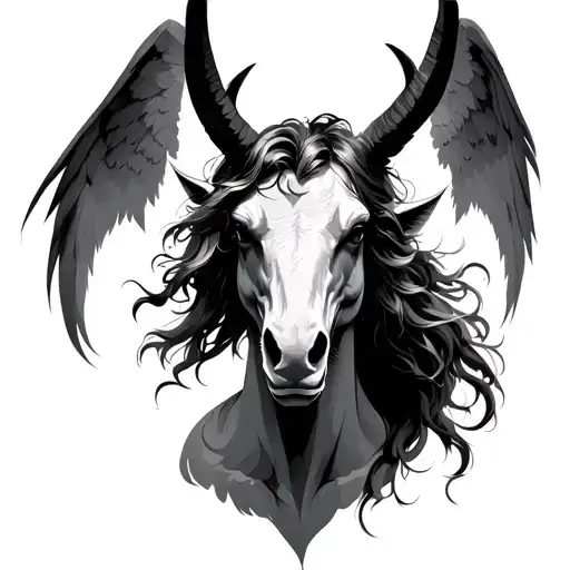 arch angel as centaur sagittarius demon face tattoo design idea