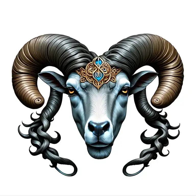 Capricorn zodiac sign ram and symbol pretty medusa tattoo design idea