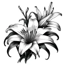 regular lily flowers combine with a spider lily flower tattoo design idea