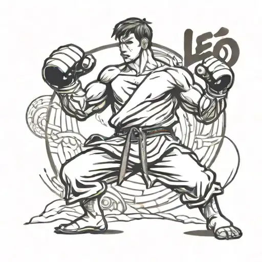 taekwondo player with Leon characteristics tattoo design idea