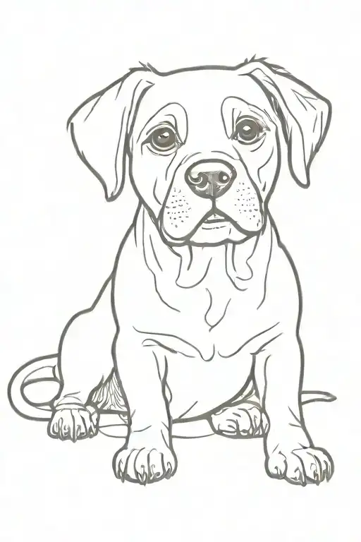create a minimalist image of 1 labrador, 1 yourkshire, 1 shih tzu and a small tortoise for a tattoo add it tattoo design idea