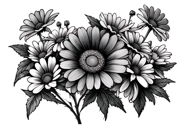 daisies sweet peas follage tattoo design idea