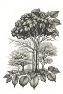 oak in autumn, pine in winter, birch in spring, apple tree in summer tattoo design idea