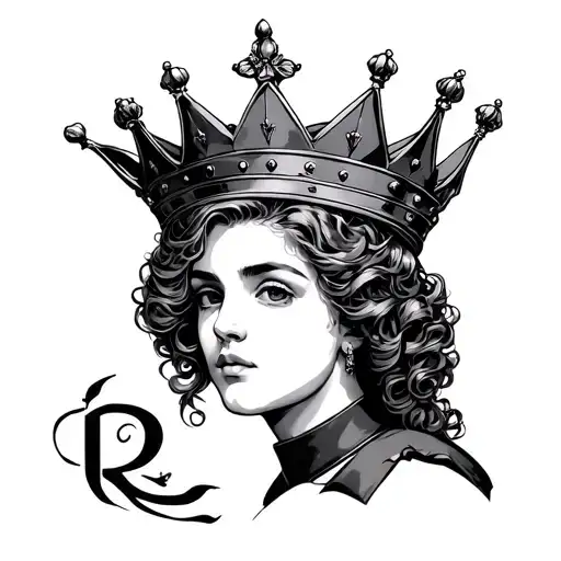 R With Crown tattoo design idea