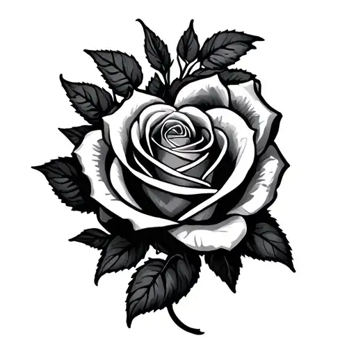 heart cross rose tattoo design idea
