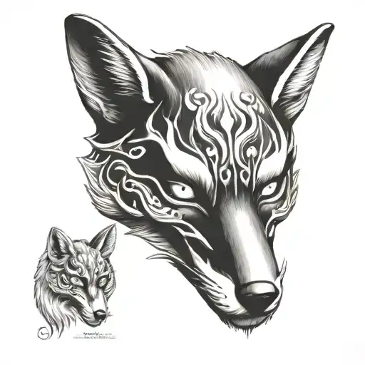 kitsune mask tattoo design idea