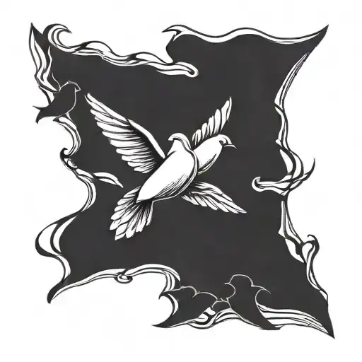 small doves flying minimalistic tattoo design idea