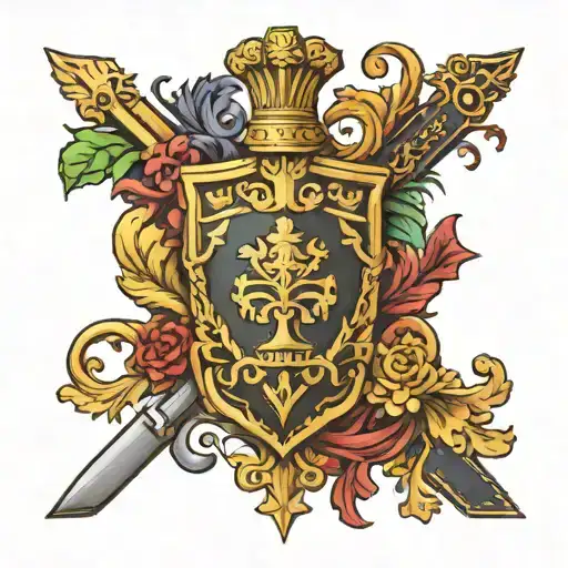 broken family crest tattoo design idea