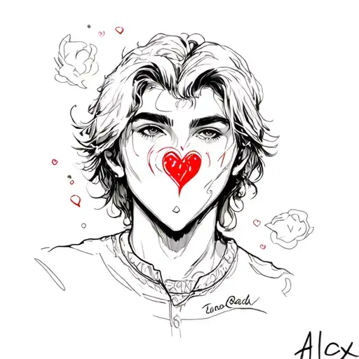  Alex with a read heart at the end tattoo design idea