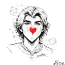  Alex with a read heart at the end tattoo design idea