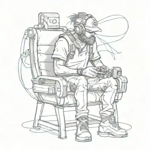 gamer sitting tattoo design idea
