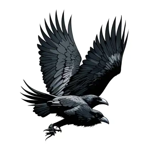 2 headed crow flying tattoo design idea