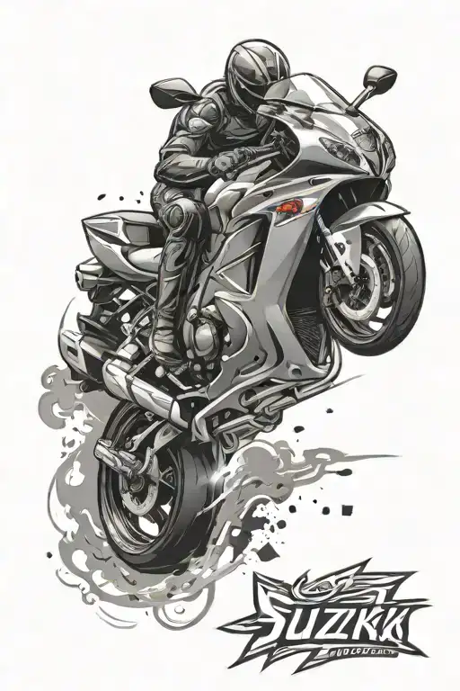 suzuki hayabusa bike integrated with elements tattoo design idea