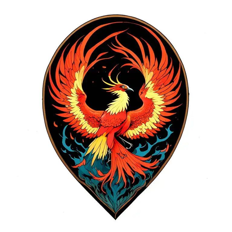 phoenix rising from the ashes tattoo design idea