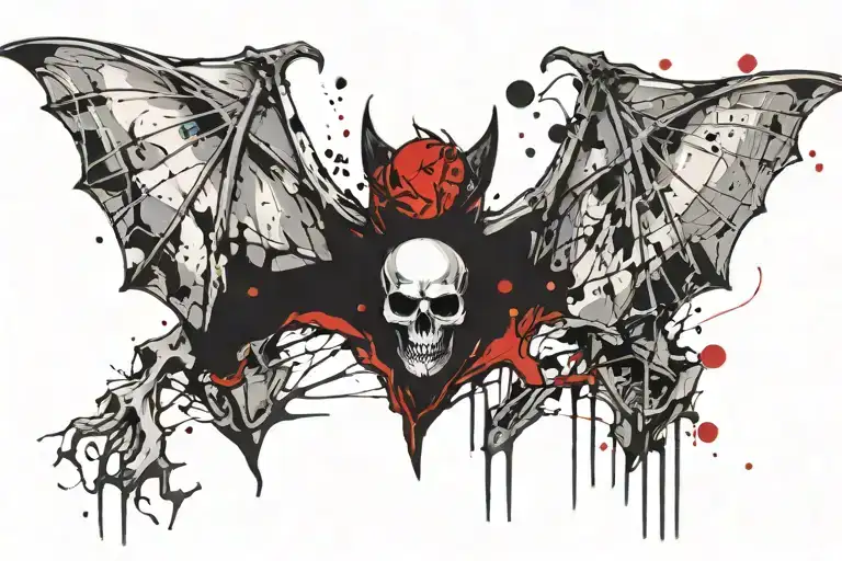 skeleton bat tattoo design idea