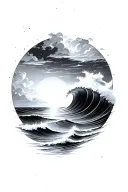 sunrise and ocean waves tattoo design idea