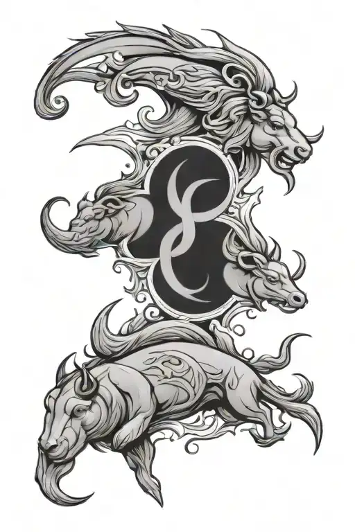 Pisces Taurus and Leo sign tattoo design idea