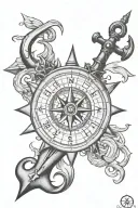 compass rose anchor map tattoo design idea