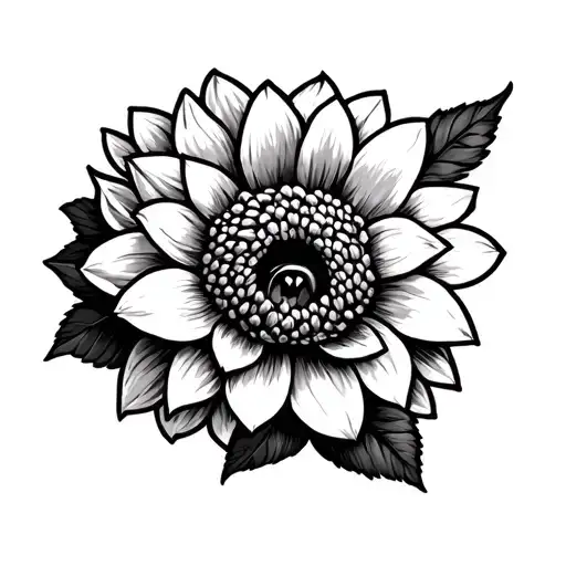 Dog Nose Print with dahlia flower tattoo design idea